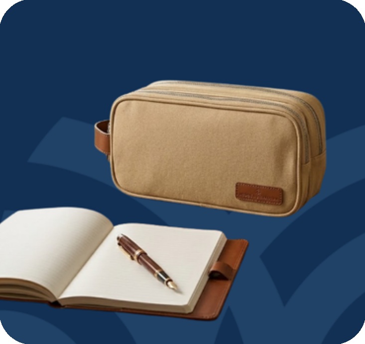 Allina Health branded travel bag and journal
